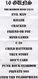 16 Guns - Davee Wild Memorial Weekend : The Maidens Head, Canterbury, Kent 7.2.15